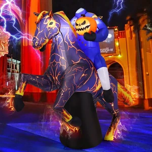 6FT Headless Horseman Halloween Inflatable with Built-in LEDs, Outdoor Blow-Up Lightning Horse Yard for Indoor Party, Garden & Lawn Decor 6FT Headless Horseman Halloween Inflatable with Built-in LEDs, Outdoor Blow-Up Lightning Horse Yard for Indoor Party, Garden & Lawn Decor