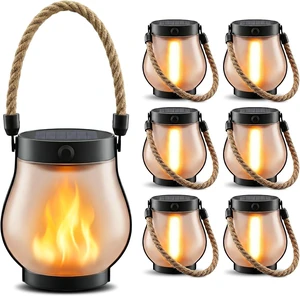 6 Pack 2nd Gen Waterproof Solar Lanterns with Ultra-Realistic Flickering Flame, USB-C/Solar Charging Hanging Lantern for Backyard, Patio & Garden Decor 6 Pack 2nd Gen Waterproof Solar Lanterns with Ultra-Realistic Flickering Flame, USB-C/Solar Charging Hanging Lantern for Backyard, Patio & Garden Decor