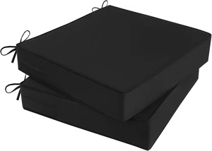 19x19x4 Inch Waterproof Outdoor Chair Cushions Set of 2 with Ties & Handle, 3-Year Color Fastness Square Seat Cushions for Sofa & Couch, Black 19x19x4 Inch Waterproof Outdoor Chair Cushions Set of 2 with Ties & Handle, 3-Year Color Fastness Square Seat Cushions for Sofa & Couch, Black