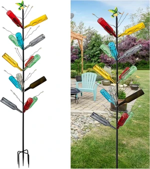 7.2FT Rustproof Metal Wine Bottle Tree Stand, Holds Up to 15 Bottles, Garden Decor (Black) 7.2FT Rustproof Metal Wine Bottle Tree Stand, Holds Up to 15 Bottles, Garden Decor (Black)