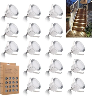 16 Pack 32mm Recessed LED Deck Light Kits, Warm White IP67 Waterproof 12V Low Voltage for Garden, Patio, Step, Stair, Yard & Floor 16 Pack 32mm Recessed LED Deck Light Kits, Warm White IP67 Waterproof 12V Low Voltage for Garden, Patio, Step, Stair, Yard & Floor