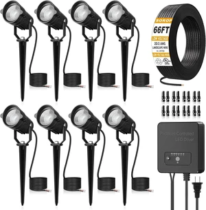 8 Pack 6W 3000K Low Voltage Landscape Lighting Kit, Outdoor Spotlights 8 Pack 6W 3000K Low Voltage Landscape Lighting Kit, Outdoor Spotlights