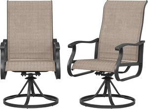 Set of 2 Outdoor Patio Swivel Rocker Dining Chairs with All-Weather Textilene High Back & Metal Frame for Backyard, Deck, Lawn & Garden, Brown Set of 2 Outdoor Patio Swivel Rocker Dining Chairs with All-Weather Textilene High Back & Metal Frame for Backyard, Deck, Lawn & Garden, Brown