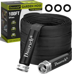 100ft Flat Ultra Lightweight Flexible Garden Hose, Black 100ft Flat Ultra Lightweight Flexible Garden Hose, Black