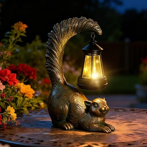 Squirrel Solar Garden Statue with LED Lantern, Outdoor Ornament for Garden, Home, Lawn, Yard & Balcony, Unique Housewarming Gift Squirrel Solar Garden Statue with LED Lantern, Outdoor Ornament for Garden, Home, Lawn, Yard & Balcony, Unique Housewarming Gift