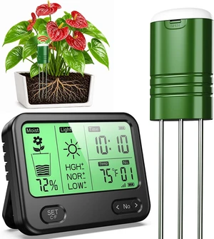 4-in-1 Soil Moisture Meter for Plants, Temperature, Moisture & Sunlight Time, Large Screen Wireless Garden Tester for Lawn, Farm & Houseplants, Indoor/Outdoor (Dark Black) 4-in-1 Soil Moisture Meter for Plants, Temperature, Moisture & Sunlight Time, Large Screen Wireless Garden Tester for Lawn, Farm & Houseplants, Indoor/Outdoor (Dark Black)