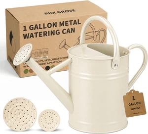 Warm White 1-Gallon Metal Watering Can for Indoor & Outdoor Plants Warm White 1-Gallon Metal Watering Can for Indoor & Outdoor Plants