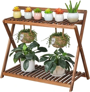 2-Tier Wood Hanging Plant Stand Shelf for Multiple Indoor Plants 2-Tier Wood Hanging Plant Stand Shelf for Multiple Indoor Plants