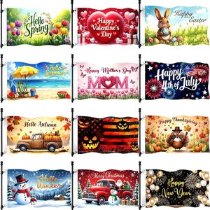 Large Seasonal Garden Flags, 3 x 5 Ft Double-Sided Outdoor Yard Flags, Set of 12 Large Seasonal Garden Flags, 3 x 5 Ft Double-Sided Outdoor Yard Flags, Set of 12