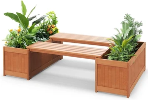 2-in-1 Wood Planter Bench, 45 Gallon Raised Garden Bed with Planter Box for Porch, Patio, Garden & Backyard, 2 Pack 2-in-1 Wood Planter Bench, 45 Gallon Raised Garden Bed with Planter Box for Porch, Patio, Garden & Backyard, 2 Pack