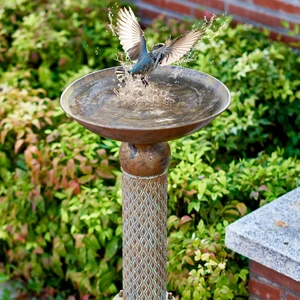 35.4"H Vintage Metal Bird Bath for Outside, Garden Lawn & Yard Decor 35.4"H Vintage Metal Bird Bath for Outside, Garden Lawn & Yard Decor