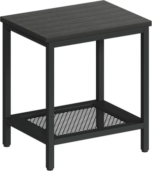 Black Outdoor Side Table with Storage, 2-Tier Patio End Table Black Outdoor Side Table with Storage, 2-Tier Patio End Table