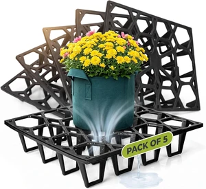 UV-Resistant Plant Riser Pot Spacer for Grow Bags, Planters & Containers Drainage Tray for Airflow & Root Health (Standard Black, 5 Pack) UV-Resistant Plant Riser Pot Spacer for Grow Bags, Planters & Containers Drainage Tray for Airflow & Root Health (Standard Black, 5 Pack)