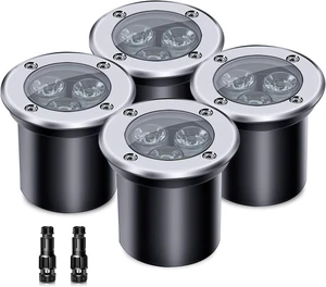 3W 12V Low Voltage In-Ground LED Landscape Lights, IP67 Waterproof Pathway Spotlights for Garden, Yard & Trees, 4 Pack (Warm White) 3W 12V Low Voltage In-Ground LED Landscape Lights, IP67 Waterproof Pathway Spotlights for Garden, Yard & Trees, 4 Pack (Warm White)