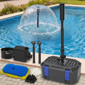 All-in-One 400GPH Pond Filter Pump & Fountain Kit with 4-Stage Filtration All-in-One 400GPH Pond Filter Pump & Fountain Kit with 4-Stage Filtration