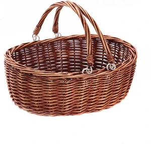 Wicker Picnic Basket with Handles (Brown) Wicker Picnic Basket with Handles (Brown)
