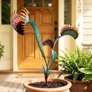 24-Inch Venus Fly Trap Metal Yard Art Stake for Garden & Outdoor Plants 24-Inch Venus Fly Trap Metal Yard Art Stake for Garden & Outdoor Plants