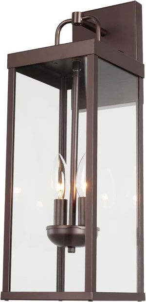 20-Inch Bronze Carriage Lantern Wall Sconce, Transitional Exterior Light with Clear Glass for Porch, Garage, Garden & Patio 20-Inch Bronze Carriage Lantern Wall Sconce, Transitional Exterior Light with Clear Glass for Porch, Garage, Garden & Patio