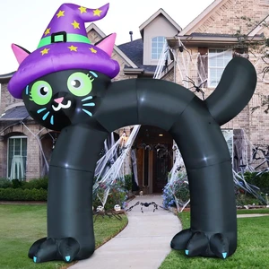 14FT Inflatable Black Cat Arch with Built-in LED Halloween Blow-Up Yard Decoration for Garden & Lawn 14FT Inflatable Black Cat Arch with Built-in LED Halloween Blow-Up Yard Decoration for Garden & Lawn