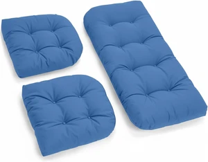 All-Weather Waterproof Wicker Chair Cushions, 1 Loveseat & 2 U-Shaped for Patio Bench Settee, Royal Blue, 3 Pieces All-Weather Waterproof Wicker Chair Cushions, 1 Loveseat & 2 U-Shaped for Patio Bench Settee, Royal Blue, 3 Pieces