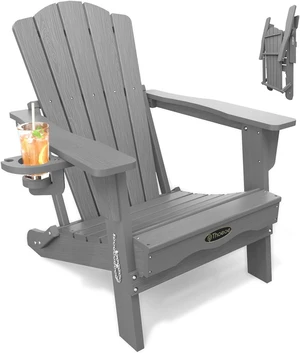 Folding All-Weather Adirondack Fire Pit Chair with Cup Holder Folding All-Weather Adirondack Fire Pit Chair with Cup Holder