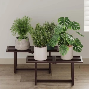 Foldable Metal Plant Stand, Indoor & Outdoor, Coffee, 2 Pack Foldable Metal Plant Stand, Indoor & Outdoor, Coffee, 2 Pack