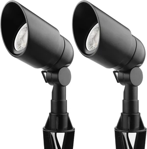 12V 5W LED Cast-Aluminum Landscape Spotlights, 450 Lumen Warm White, Waterproof Low-Voltage for Garden, Lawn, Porch & Yard (2 Pack, Black) 12V 5W LED Cast-Aluminum Landscape Spotlights, 450 Lumen Warm White, Waterproof Low-Voltage for Garden, Lawn, Porch & Yard (2 Pack, Black)