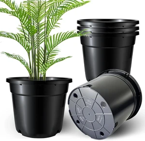 5-Gallon 12-Inch Round Plastic Plant Pots with Drainage Holes, Sturdy Planters for Indoor & Outdoor Flowers, Black, 5 Pack 5-Gallon 12-Inch Round Plastic Plant Pots with Drainage Holes, Sturdy Planters for Indoor & Outdoor Flowers, Black, 5 Pack