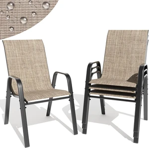 All-Weather Outdoor Stackable Dining Chairs, 350 lbs Capacity Textilene Rustproof Metal Frame for Backyard, Garden & Poolside, Set of 4 (Brown) All-Weather Outdoor Stackable Dining Chairs, 350 lbs Capacity Textilene Rustproof Metal Frame for Backyard, Garden & Poolside, Set of 4 (Brown)