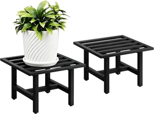 Heavy-Duty 330 lbs Iron Plant Stand, Rustproof Square Pedestal Shelf for Large Flower Pots, Indoor & Outdoor, Black, 2 Pack Heavy-Duty 330 lbs Iron Plant Stand, Rustproof Square Pedestal Shelf for Large Flower Pots, Indoor & Outdoor, Black, 2 Pack
