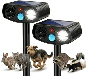 Solar Ultrasonic Dog & Cat Repeller with Motion Sensor, 2 Pack Outdoor Solar Ultrasonic Dog & Cat Repeller with Motion Sensor, 2 Pack Outdoor