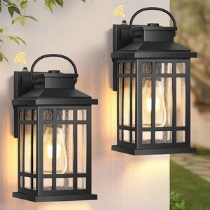2-Pack Dawn-to-Dusk Porch Lights, Aluminum Outdoor Sconce with Seeded Glass for Garden, Exterior Wall & Garage 2-Pack Dawn-to-Dusk Porch Lights, Aluminum Outdoor Sconce with Seeded Glass for Garden, Exterior Wall & Garage