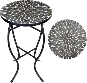 14" Round Mosaic Patio Side Table, Accent Outdoor Coffee Table 14" Round Mosaic Patio Side Table, Accent Outdoor Coffee Table