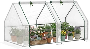 5.9' x 3' x 3' White Portable Mini Greenhouse with Zippered Doors 5.9' x 3' x 3' White Portable Mini Greenhouse with Zippered Doors