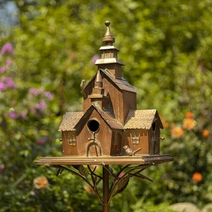 Large Copper Multi-Birdhouse Garden Stakes, Room for 5 Bird Families (XL Country Town Home Montana) Large Copper Multi-Birdhouse Garden Stakes, Room for 5 Bird Families (XL Country Town Home Montana)