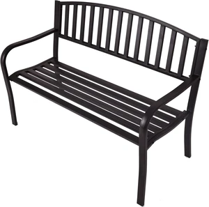 50-Inch Steel Garden Bench with High Back & Rustproof Armrests, Outdoor Park Bench for Lawn, Yard, Porch & Poolside 50-Inch Steel Garden Bench with High Back & Rustproof Armrests, Outdoor Park Bench for Lawn, Yard, Porch & Poolside
