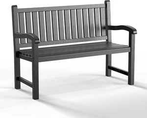 2-Person Resin Outdoor Bench, Deep Black 2-Person Resin Outdoor Bench, Deep Black