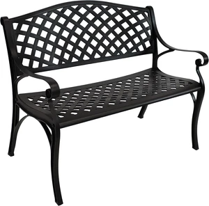 Sunnydaze Black 2-Person Metal Garden Bench with Backrest, 40" W Sunnydaze Black 2-Person Metal Garden Bench with Backrest, 40" W