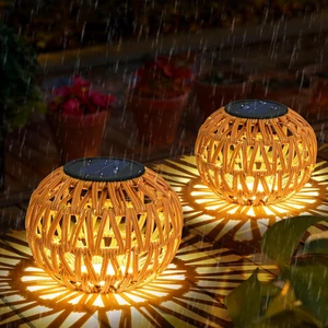 Waterproof Solar Lanterns, 2-Pc Outdoor Solar Table Lamp Waterproof Solar Lanterns, 2-Pc Outdoor Solar Table Lamp