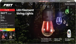 24ft RGBW Color-Changing Outdoor String Lights, 12 Sockets 24ft RGBW Color-Changing Outdoor String Lights, 12 Sockets