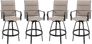 All-Weather 4-Piece Swivel Patio Bar Chair Set, Padded Sling High-Top Bistro Stools for Backyard, Garden & Balcony, Gray All-Weather 4-Piece Swivel Patio Bar Chair Set, Padded Sling High-Top Bistro Stools for Backyard, Garden & Balcony, Gray