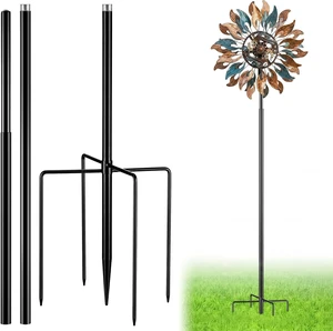 Black 72" H Replacement Pole for Large Wind Spinner, Three-Part 22mm Thicker Tube, Easy Assembly (5 Prongs Base) Black 72" H Replacement Pole for Large Wind Spinner, Three-Part 22mm Thicker Tube, Easy Assembly (5 Prongs Base)