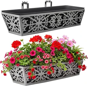 24-Inch Window Box Planters with Adjustable Brackets & Non-Woven Liner, Railing Flower Basket for Porch, Fence & Balcony, 2 Pack 24-Inch Window Box Planters with Adjustable Brackets & Non-Woven Liner, Railing Flower Basket for Porch, Fence & Balcony, 2 Pack