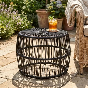 Ysar Boho Rattan Round Outdoor Coffee Table with Metal Frame, All-Weather Rust-Resistant Coastal Furniture for Patio, Poolside & Garden, Black Ysar Boho Rattan Round Outdoor Coffee Table with Metal Frame, All-Weather Rust-Resistant Coastal Furniture for Patio, Poolside & Garden, Black