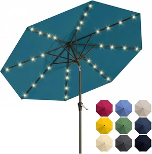 10FT Solar Patio Umbrella with 32 LED Lights, 8 Sturdy Ribs, Push-Button Tilt & Crank, UV-Resistant for Pool, Deck & Garden 10FT Solar Patio Umbrella with 32 LED Lights, 8 Sturdy Ribs, Push-Button Tilt & Crank, UV-Resistant for Pool, Deck & Garden