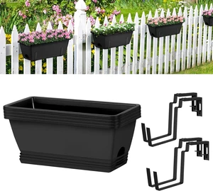 Railing Window Box Planters with Adjustable Brackets, 4 Pack Railing Window Box Planters with Adjustable Brackets, 4 Pack
