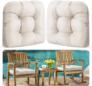 Memory Foam Outdoor Chair Cushions, 19 x 19 Inch Seat Pads for Wicker & Patio Furniture, Set of 2 (Antique White) Memory Foam Outdoor Chair Cushions, 19 x 19 Inch Seat Pads for Wicker & Patio Furniture, Set of 2 (Antique White)