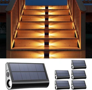 Warm White Dual-Sided Solar Step Lights, Waterproof, 6-Pack Warm White Dual-Sided Solar Step Lights, Waterproof, 6-Pack