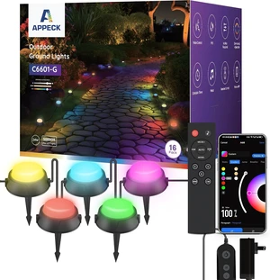 50FT RGBW Wired Pathway Ground Lights, 16 Pack Outdoor 50FT RGBW Wired Pathway Ground Lights, 16 Pack Outdoor
