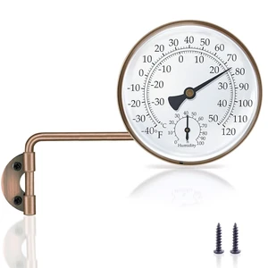 6-Inch Brass Outdoor Thermometer & Humidity Gauge, Large Swivel Dial 6-Inch Brass Outdoor Thermometer & Humidity Gauge, Large Swivel Dial